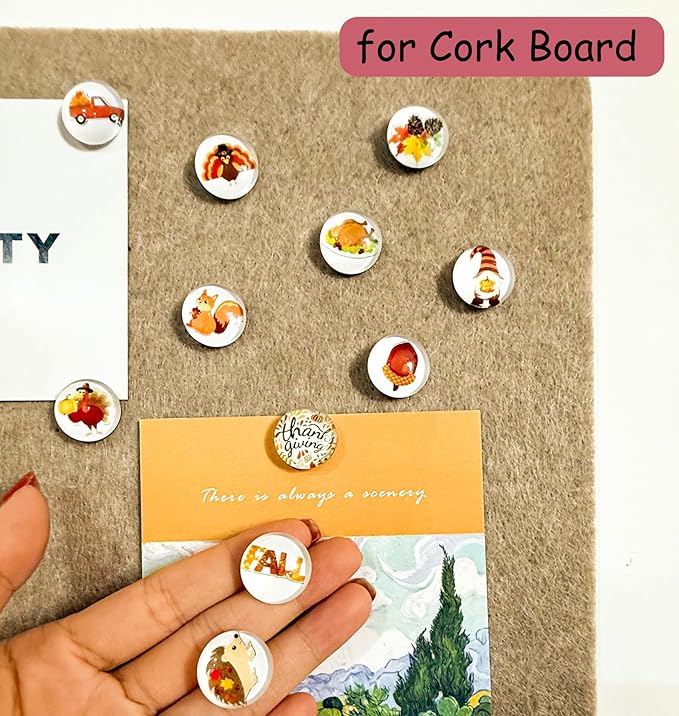 24Pcs Thanksgiving Decorative Push Pins Fall Theme Thumbtacks for Photo Wall, Bulletin Board, Whiteboard,Feature Wall, Cork Board, Map, Office or Home Decor (Thanksgiving)