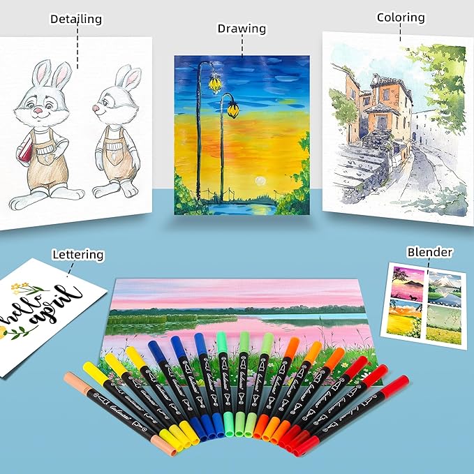 200 Colors Dual Tip Markers Brush Pens Set, Fine & Brush Tip Art Marker for Adult Coloring Book No Bleeding, Artist Colored Pen for Drawing Calligraphy Journal Doodling Lettering Note Taking
