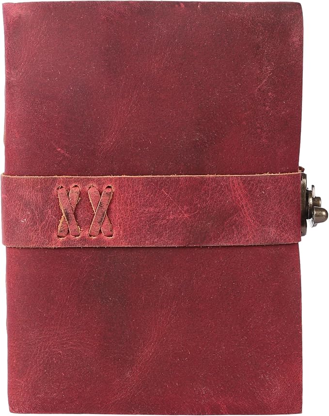 Vintage Leather Journal Handmade Buffalo Deckle Edge Paper – Leather Bound Journal for Women Men Vintage C-Lock Closure Ideal for Writing & Travel for Artists