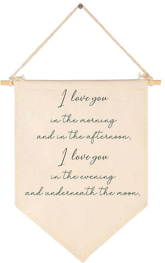 Canvas Banner Flag Sign Pennant Poster Wall Decor Gift for Baby Boy Girl Kids Nursery Baby Room Above Crib Playroom Reading Room Door-I Love You In The Morning-Baby,Shower,Birthday Christmas Gift