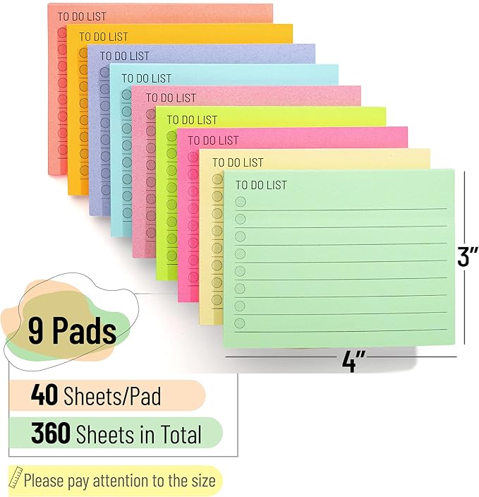 Mr. Pen- Assorted Color 4"x3" Lined Sticky Notes, 360 Sheets, 9 Pads, Perfect for Organization, Note-taking, Task Management, Home/Office Use