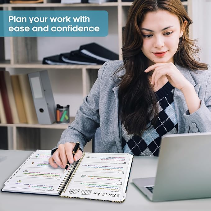 2026 Planner, Weekly and Monthly Calendar Planner Book, January 2026 - December 2026, Hardcover Spiral Planner with Monthly Tabs, Notes Pages, Perfect for Women & Men, A5 (6.4" x 8.5") - Midnight