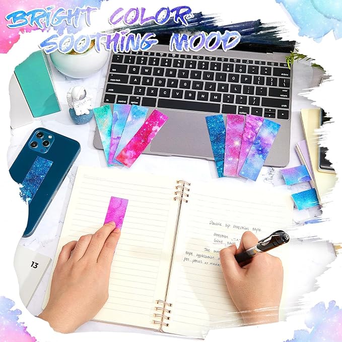 36 Pcs Ink and Starry Sky Anxiety Sensory Stickers Mental Health Stickers Mindfulness Fidget Textured Strips Adhesive Tactile Calm Relief Items for Adults School Counselor Office, 12 Style