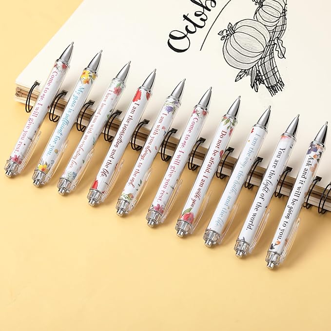 Mr. Pen- Christian Pen Set, 50 Pack, Black Ink, Floral, Bible Verse Pens Bulk, Ballpoint No Bleed Through