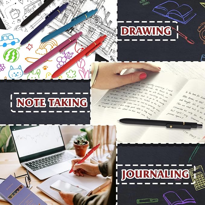 Colorful Gel Pens, 6 Pcs Colored Pens Fine Point Smooth Writing Pen, 0.5mm Multi Colored Ink Pens for Journaling Note Taking Writing, Office School Supplies, Gift Set for Women & Men