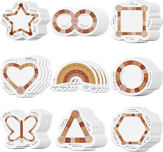72 Pcs Anxiety Sensory Stickers Strips Adhesive Textured Mental Health Calm Stickers Mindfulness Fidget Decals Stress Anxiety Relief Items for Therapy Office Desk Counselor(Boho Breathe)