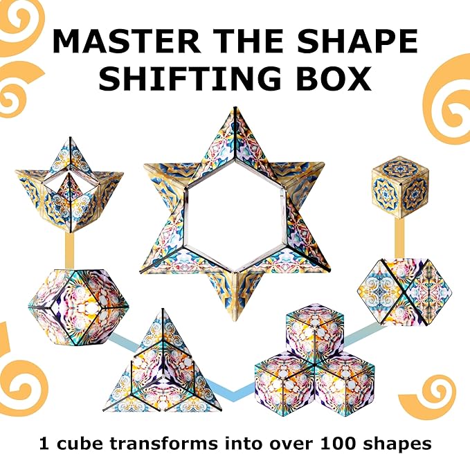 Shashibo DODECA Shape Shifting Box - Award-Winning STEM Fidget Toy with Ultra Strong Magnets - Puzzle Cube Transforms Into 100+ Shapes, Perfect Sensory Gift for Kids, Teens, and Adults (Atlantis)