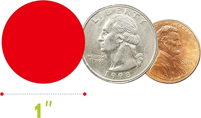 1500 PCS Red Round Color Coding Circle Dots Inventory Stickers Labels with Perforation Line in Roll (Each Measures 1" in Diameter)