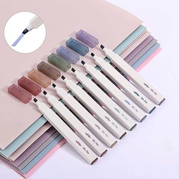 Mr. Pen Aesthetic Highlighters - 8 pcs, Vintage Color, Chisel Tip, Assorted Colors, No Bleed Bible Highlighters