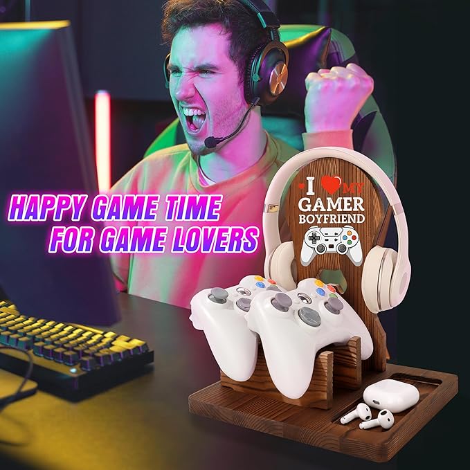 Boyfriend Gifts, Valentines Fathers Birthday Anniversary Birthday Christmas Gifts for Boyfriend, Wooden Headphone Stand