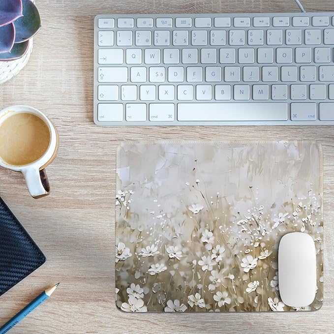 Spring Floral Mouse Pad,Pretty Wildflower Mouse Pads,Girly Desk Mat,Cottagecore Flower Desk Mat for Home Office Dorm Desktop Decor,10.2x8.3 Inch