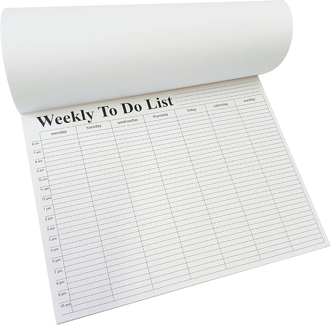 Weekly To Do List notepad, Hourly Schedule, Monday-Sunday, 6am-10pm,Task Planner & Activity Log Notepad – 8.5 x 11” Undated Daily & Hourly Planning Pad, To-Do List, Checklist, Track Time & Tasks, ADHD Tracker – Organize Workday, Boost Productivity