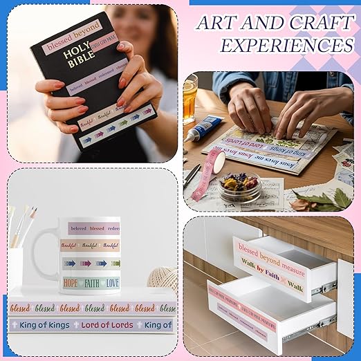 Janlaugh 24 Rolls Christian Washi Tape Gifts Bulk Religious Inspirational Scripture Prayer Supplies Bible Verse Tape for Bible Study Journaling Crafting Valentine's Day Women Gifts