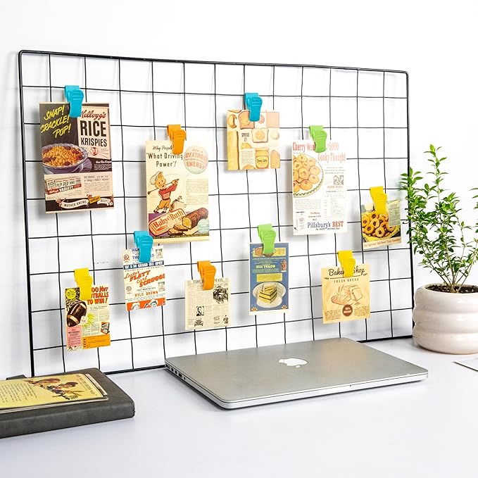 Starry 25 PCS Grid Wall Clips, Colorful Gridwall Sign Holder, Multifunctional Plastic Display Sign Holder Panel Clips for Home, Retail, Workspace Organization & Displays