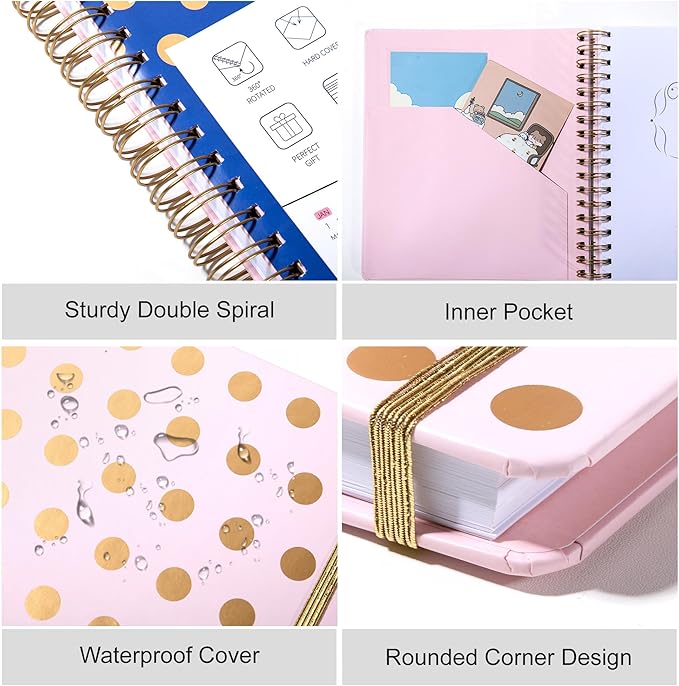 FLYING EAGLE Undated Work Planner Aesthetic Meeting Notebook for Work, Meeting Notes with Dividers Perfect Square Notebook for Women, Pink