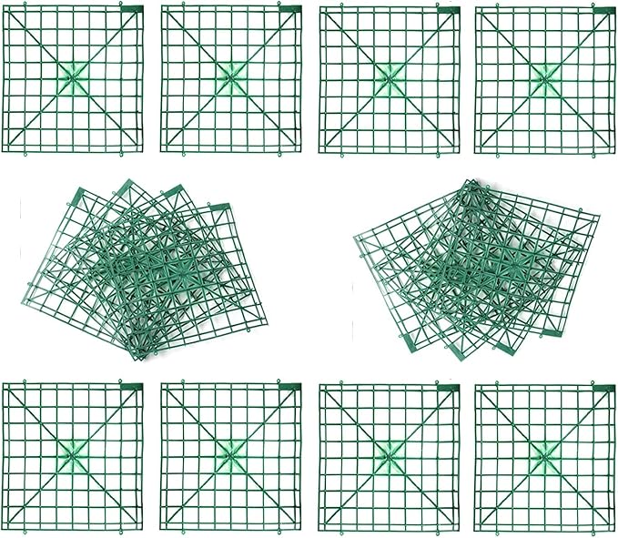 Artificial Flower Grid Panels,DIY Flowers Wall Frames,Flowers Wall Arches Backdrop,Plastic Fences Frames,Flower Grids,Artificial Flowers Plant Base,16 Pieces,10x10 Inches.