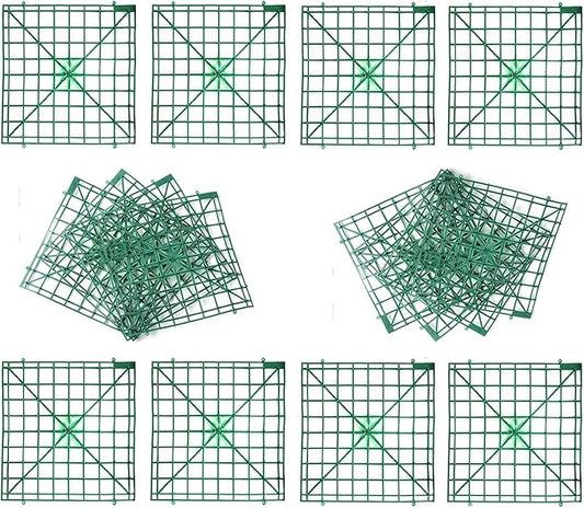 Artificial Flower Grid Panels,DIY Flowers Wall Frames,Flowers Wall Arches Backdrop,Plastic Fences Frames,Flower Grids,Artificial Flowers Plant Base,16 Pieces,10x10 Inches.