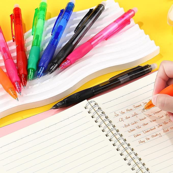 USUAL Retractable Erasable Pens 6 Colored 12 Pack Erasable Gel Pen 0.5mm Erasable Gel Pens Black Make Mistakes Disappear Smooth Writing Pen Office Back-to-School Supplies (12 Pcs-6 Colors)