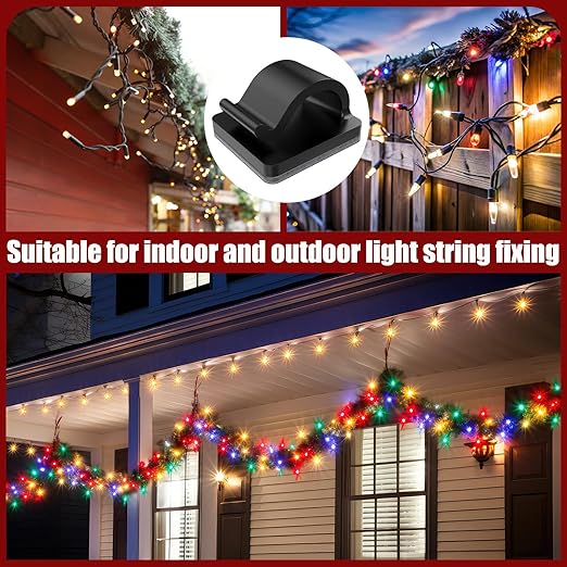 Blulu 100 Pcs Adhesive Cable Wire Clips, Outdoor Light Clips, Cord Management Wire Organizer Cord Holder for Holiday String Lights, Under Desk, Car, Wall, TV PC Ethernet Cable(Medium,Black)