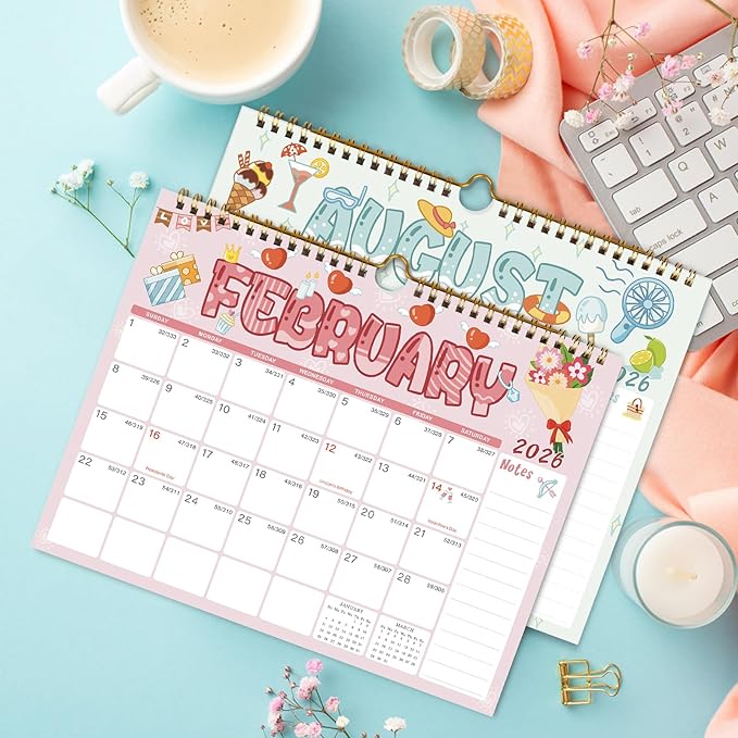 2026 Wall Calendar - 12 Monthly Calendar 2026, January 2026 - December 2026,11.5" x 14.8", 2026 Calendar with Twin-Wire Binding, Hanging Hook, Blocks and Julian Dates (Wall Calendar Seasonal)