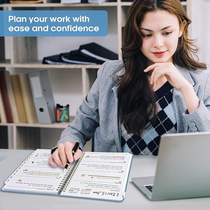 2026 Planner, Weekly and Monthly Calendar Planner Book, January 2026 - December 2026, Hardcover Spiral Planner with Monthly Tabs, Notes Pages, Perfect for Women & Men, A5 (6.4" x 8.5") - Blue