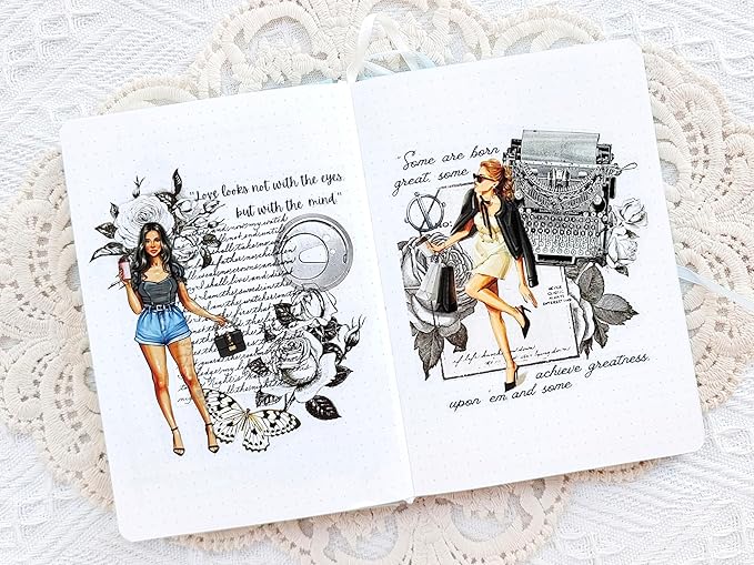 WT Wide PET Tape, Journal Scrapbook Bujo Planner DIY Craft Supplies, Chic Attitude, Fashion Outfit Girls Decorative Tape, Characters, Transparent Clear Adhesive, Single Roll, Original Designs