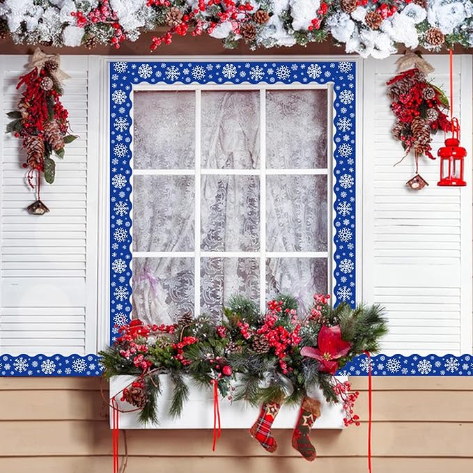 2 Rolls Winter Snowflake Bulletin Board Borders, 65.6 Ft Snowflake Scalloped Border Trim for Winter Christmas Office School Classroom Wall Chalkboard Decor