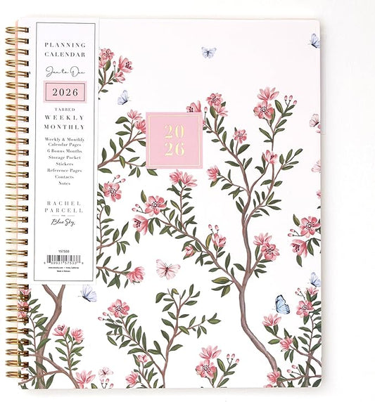 Blue Sky Rachel Parcell 2026 Weekly and Monthly Planner Calendar, January 2026 - December 2026, 8.5" x 11", Clear Pocket Cover, Durable Twin Wire Binding, Laminated Tabs, Pocket, Stickers, Cherie