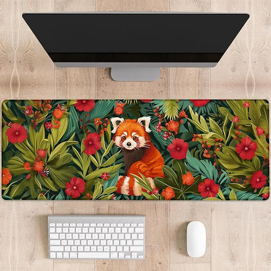 Red Panda Gaming Mouse Pad, Large Desk Mat for Computer, Extended Keyboard Laptop Mouse Pads, 31.5×11.8in Non Slip Rubber Mousepad for Office Decor Gifts(color11)