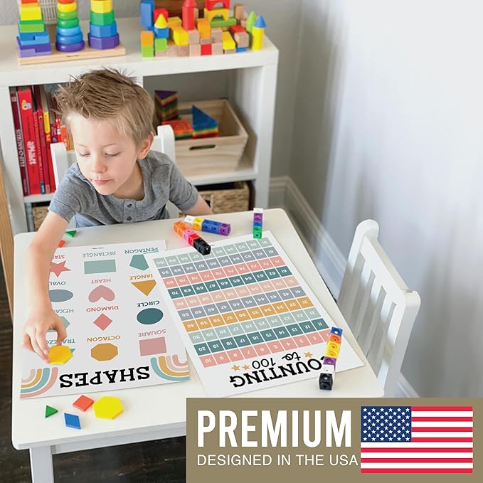 Hadley Designs 16 Educational Posters for Classroom Decor - Learning Posters for Toddlers 1-3, Alphabet for Classroom Wall, Daycare Essentials, Homeschool Posters Preschool, Boho Playroom Decor
