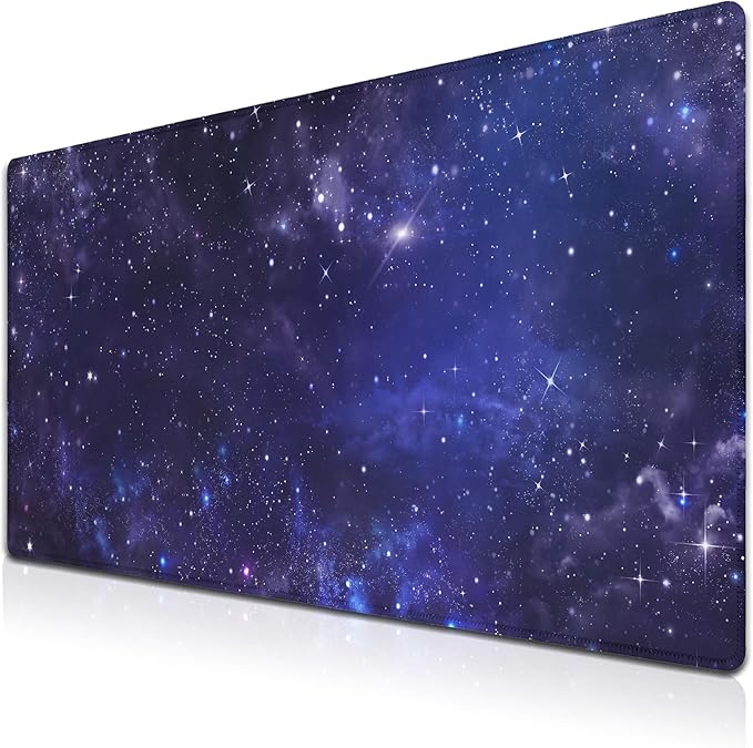 Office Desk Pad Galaxy Universe, Gaming Mousepad XXL Mouse Pads Large Mouse Pad, Work Desk Mat Non-Slip Rubber Base, 35.4 X 15.7 inch for Work/Game/Office Starry Night Sky Stars Outer Space
