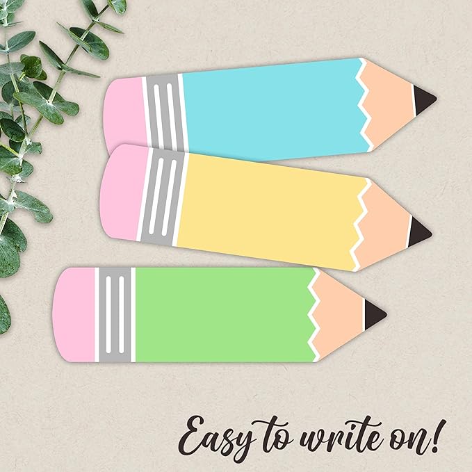Self-Adhesive Student Name Tags -Colorful Pencils Shapes Name Plate Stickers for Teens -45 Pcs Multipurpose Name Label Favors Decorations & Supplies for Classroom Desks Bulletin Boards School -A05