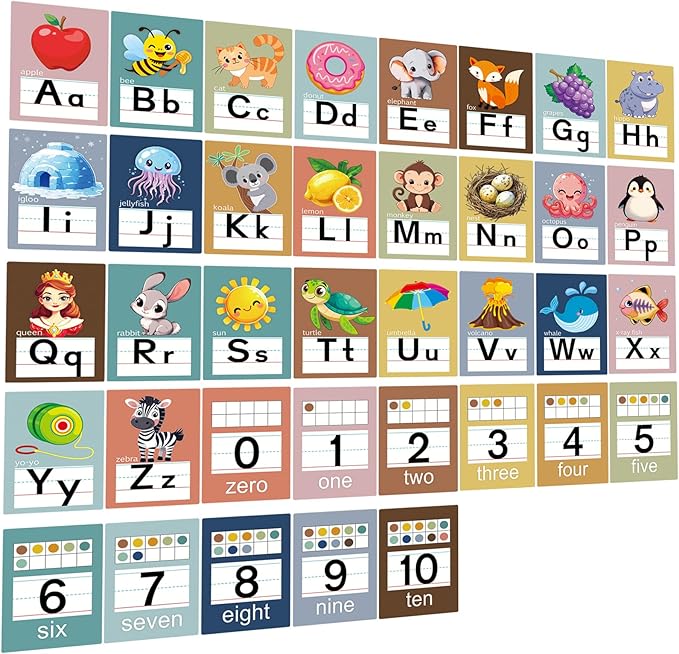 Alphabet Letters for Wall - ABC Alphabet Poster Classroom Wall Alphabet Alphabet Wall Chart Kindergarten Elementary Classroom Wall Decor Daycare Homeschool Supplies (Bohemia)