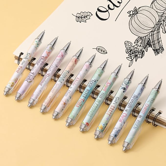 Mr. Pen- Christian Pen Set, 10 Pack, Floral Serenity, Black Ink, Bible Verse Pens for Women, No Bleed Through, Ballpoint, Inspirational