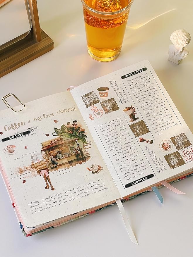 WT Caffeine Canvas Wide PET Tape, Single Roll, Original Designs, Watercolor Vintage Cafe Decorative Transparent Tape, Journal Scrapbook Bujo Planner DIY Craft Supplies, Coffee Theme