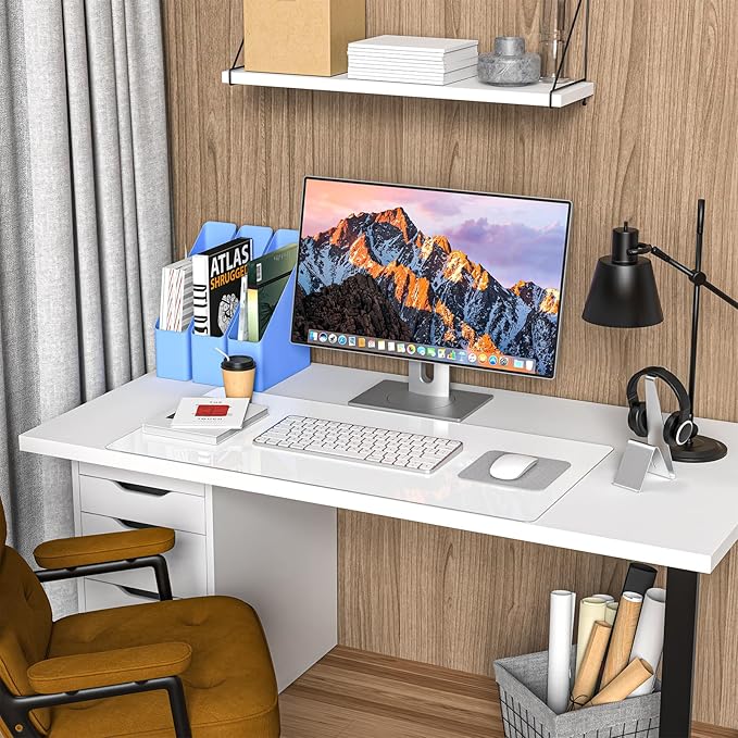 Clear Desk Mat, Desk Cover Clear Protector, Non-Slip PVC Desk Pad with Round Edge, Heat Resistant & Waterproof Transparent Desk Writing Mat for Home and Office (23.6"*13.8")