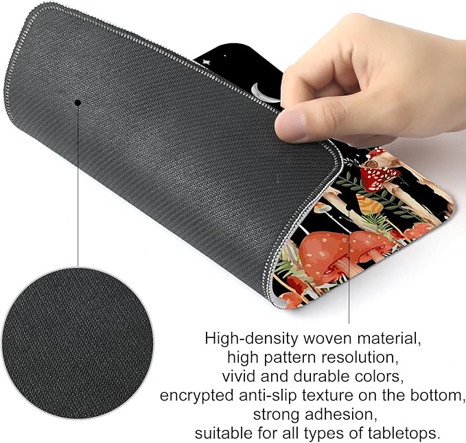 Cute Mushroom Square Mouse Pad,Non-Slip Rubber Base Mouse Pad,Home Office Decoration Desktop Accessory,Laptop Mouse Pad for Office Laptops,9.4x7.8x0.12inch 2