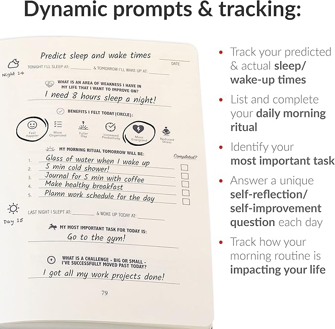 The Morning Sidekick Journal - Habit Tracker Journal! A Guided Journal for Morning Routines. A Science Driven Daily Journal with Prompts for Healthy Life Habits. Wellness Journal for Women and Men.