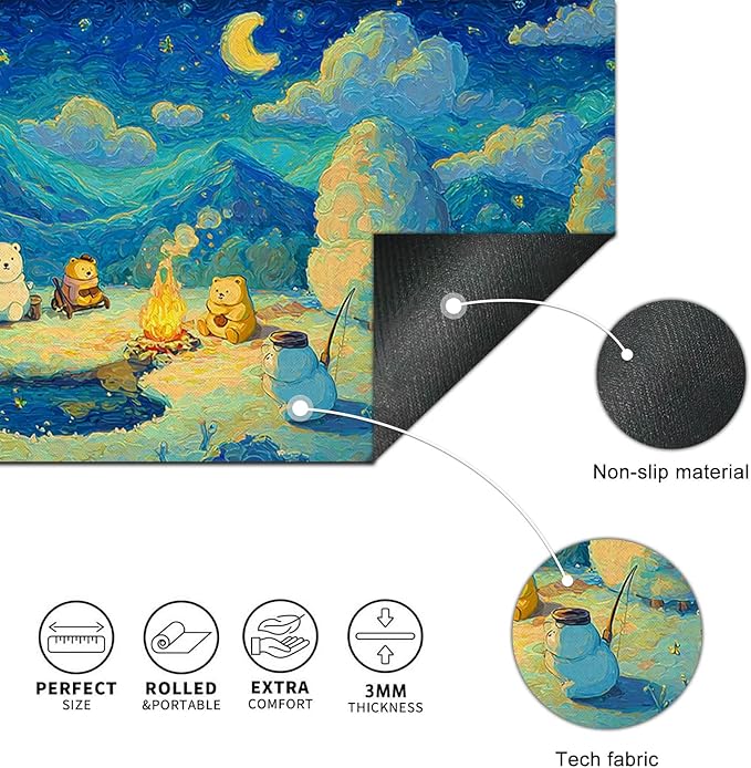 XL Mouse Pad 31.5 x 11.8 Inch Gaming Mousepad Diatomite Large Keyboard Mouse Pad for Home and Office Desk Accessories with Winter Cabin Starry Sky Bear Campfire Artwork