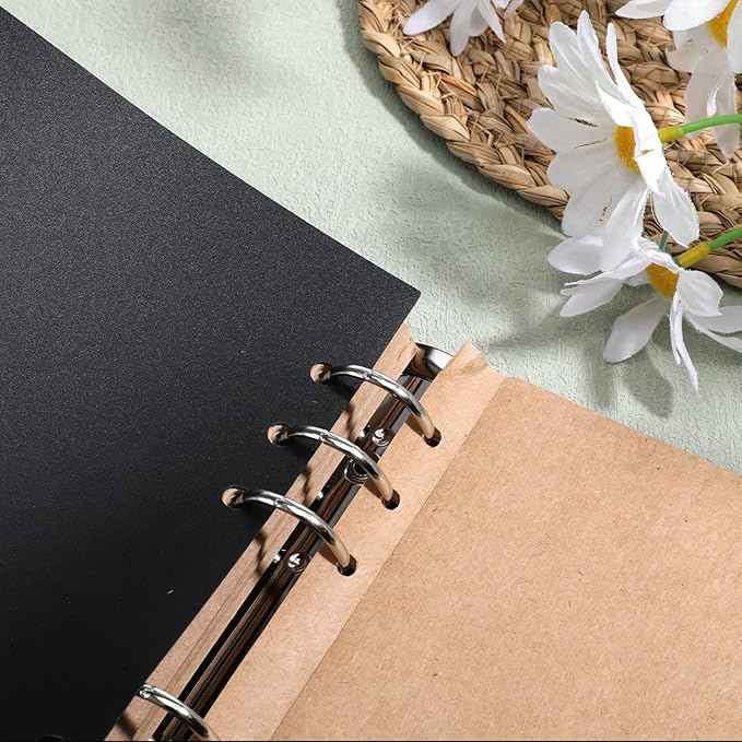 6 Pcs A5 Binder Dividers, 6 Holes Black Binder Divider Index with Tabs Insertable Plastic Index Divider Sheets for Binders Notebook Journal Diary Memo Notepad (Black)