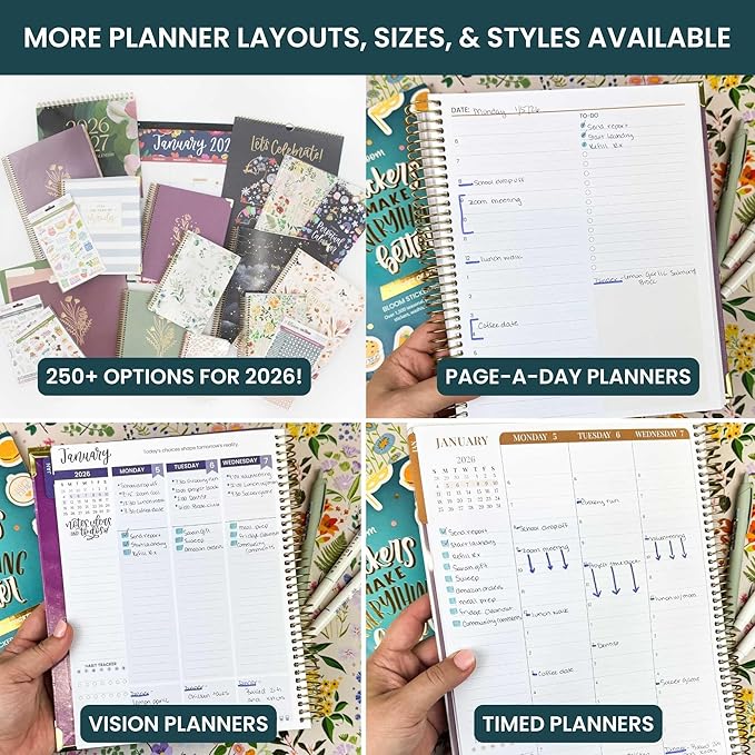 bloom daily planners 2026 Planner (January to December) - 8.5” x 11” Weekly & Monthly Dated Agenda Organizer Book with Stickers & Tabs - Flexible Soft Cover - Good Things Are Coming