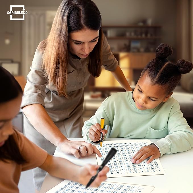 SCRIBBLEDO Dry Erase Number Chart 9”x12” White Board Teacher Student 100 Chart for First Grade Classroom Kid Small Math Practice Whiteboard Kindergarten 1st Grade School Supplies