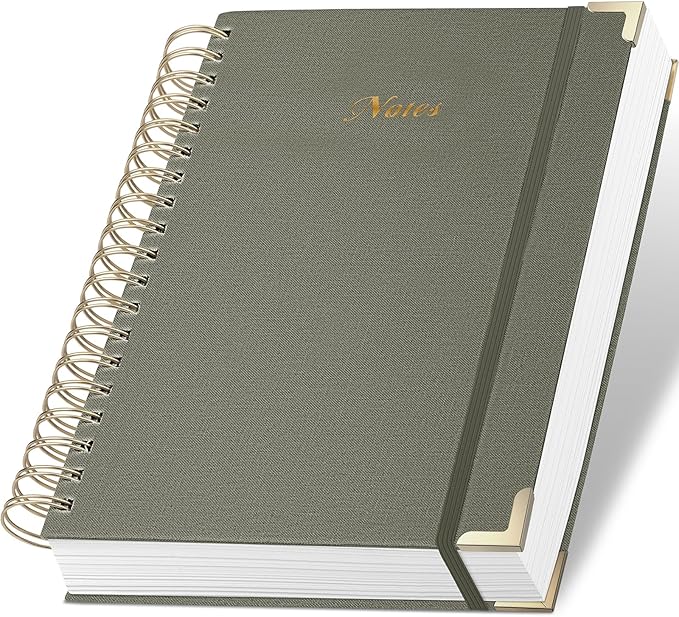 Spiral Notebook Journal, 328 Pages Linen Hardcover College Ruled Notebook, Lined Thick Journals for Women Men, B5 Thick Spiral Journal for Writing, 100GSM Paper, Cute Notebooks for Work School