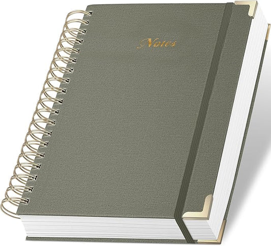 Spiral Notebook Journal, 328 Pages Linen Hardcover College Ruled Notebook, Lined Thick Journals for Women Men, B5 Thick Spiral Journal for Writing, 100GSM Paper, Cute Notebooks for Work School
