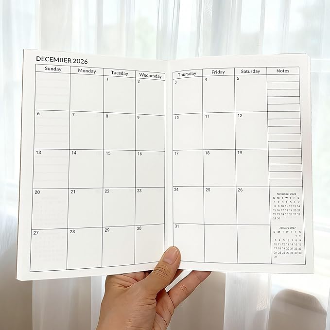 A5 Calendar Planner Jan 2026 - Dec 2027, Travelers Notebook Inserts for 2 Years, Monthly Calendar & Important Dates & Line & Dotted, 100gsm Paper, 8.3 x 5.5 in (Purple)