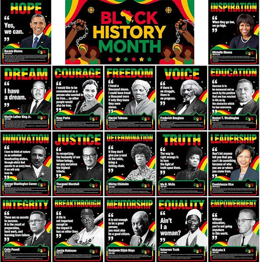 tineit Black History Month Decorations, 21Pcs Black History Month Posters, Motivational Inspirational Classroom Decor, Juneteenth Bulletin Board Posters