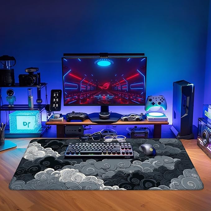 Clouds Extended Gaming Mouse Pad 35.4 x 15.7 Inch – Elegant Desk Mat for Gaming, Office, and Study with Non-Slip Rubber Base