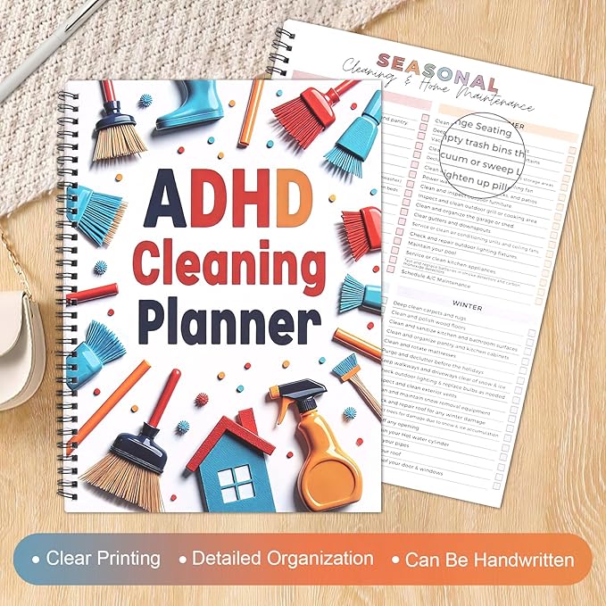 Adhd Cleaning Planner for Adults and Teens Adhd Cleaning and Organizing Planner Cleaning Schedule and Checklist Notebook List Daily Weekly Monthly for Home Chore Chart Adhd Daily Planner