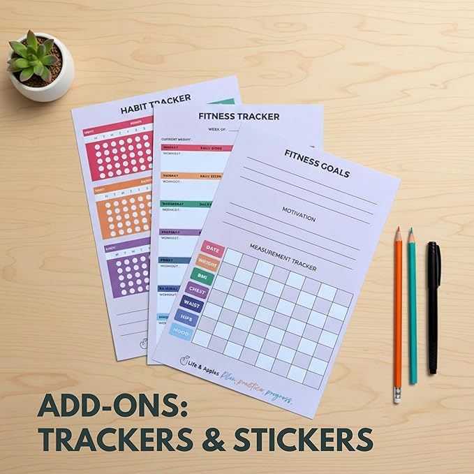 Life & Apples Daily Wellness Journal - Guided Journal & Planner for Wellbeing, Gratitude & Healthy Routines | Food & Fitness Journal, Habit Tracker, Weight Loss Diary | Undated A5 Bloom