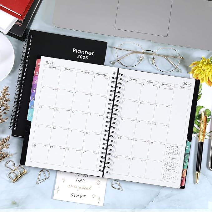 2026 Planner - Weekly & Monthly Planner 2026, Planner 2026, From January 2026 - December 2026, 6.25 in × 8.3 in, Flexible Cover, Twin-Wire Binding - Classic Black, Improving Your Time Management Skill